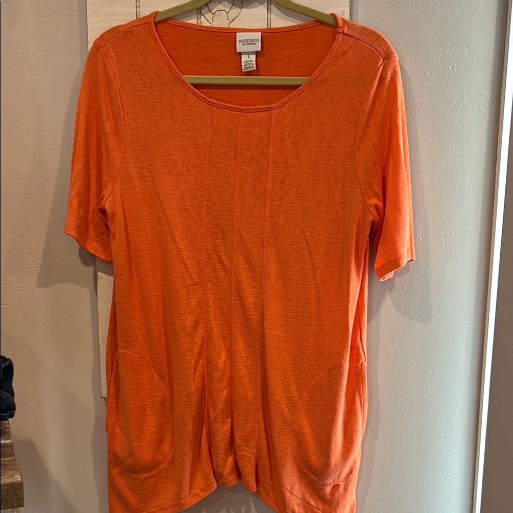 Chico’s Orange Women's Top with pockets!